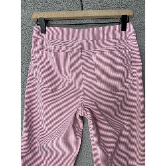 Mario Serrani Italy Pants Small Crop Striped Pull On Stretch Skinny Pink White - Picture 7 of 14